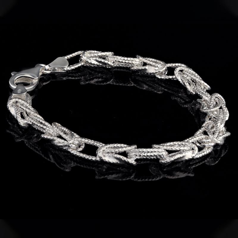 Prima Sterling Silver Byzantine Figaro Textured Bracelet